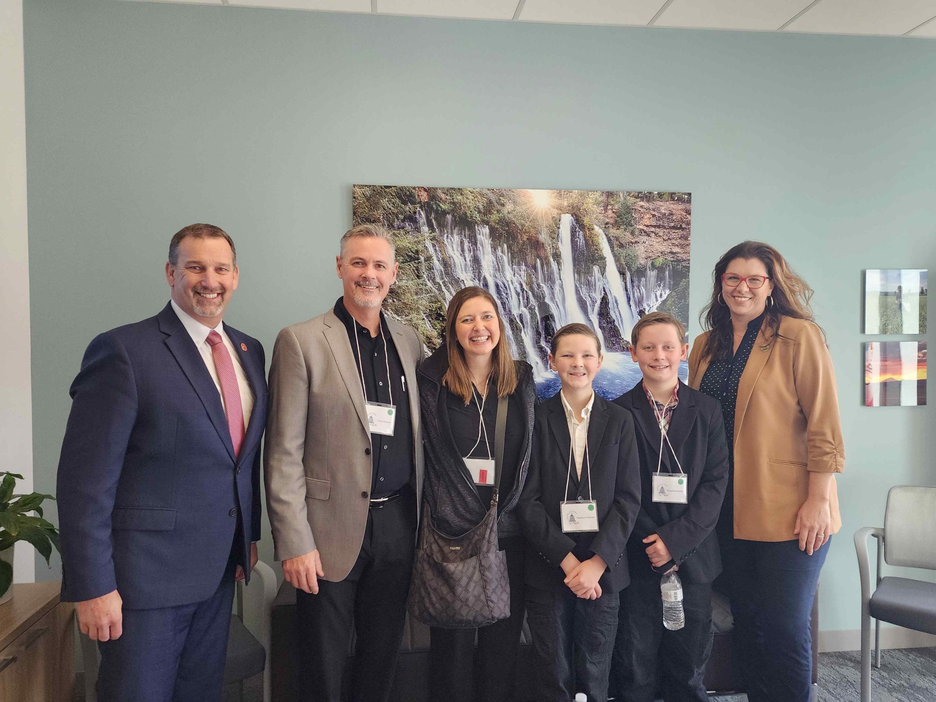 family photo with a legislator in his office